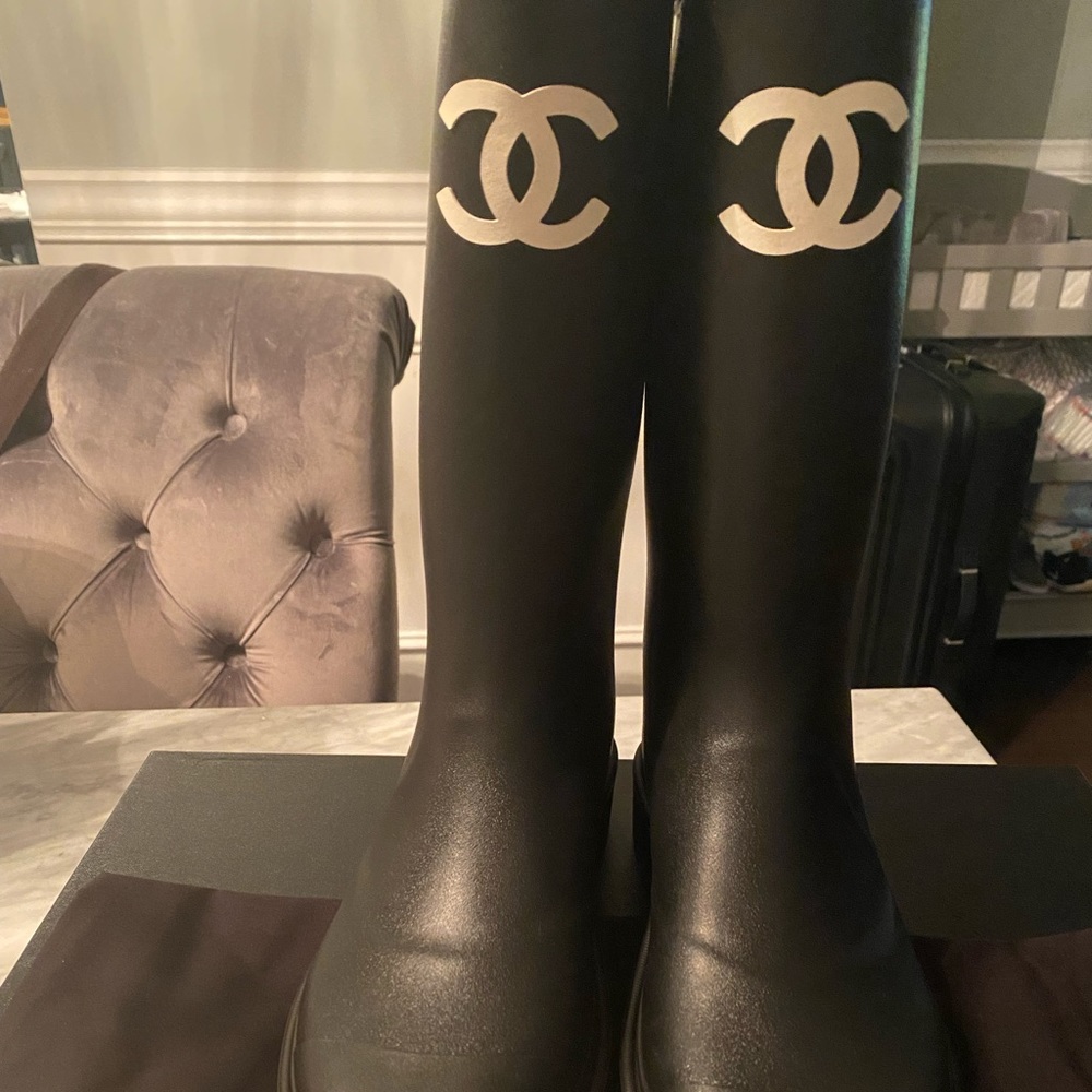 Chanel Knee high rain boots